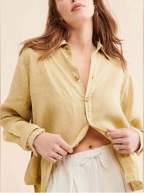 ALOHAS Yellow Linen Button Down Shirt